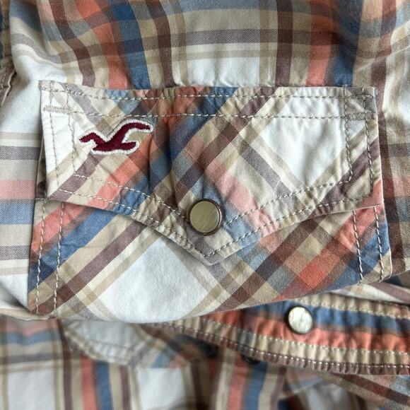 Vintage Hollister plaid pearl snap Y2K button up western cowboy style pockets M - Picture 12 of 15